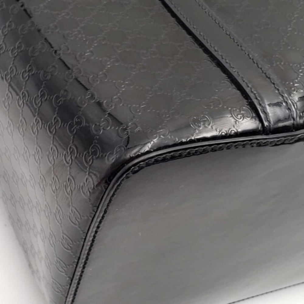 Authentic Gucci Micro GG Guccissima Patent Leather Tote Bag Black Shoulder Bag - Picture 8 of 16